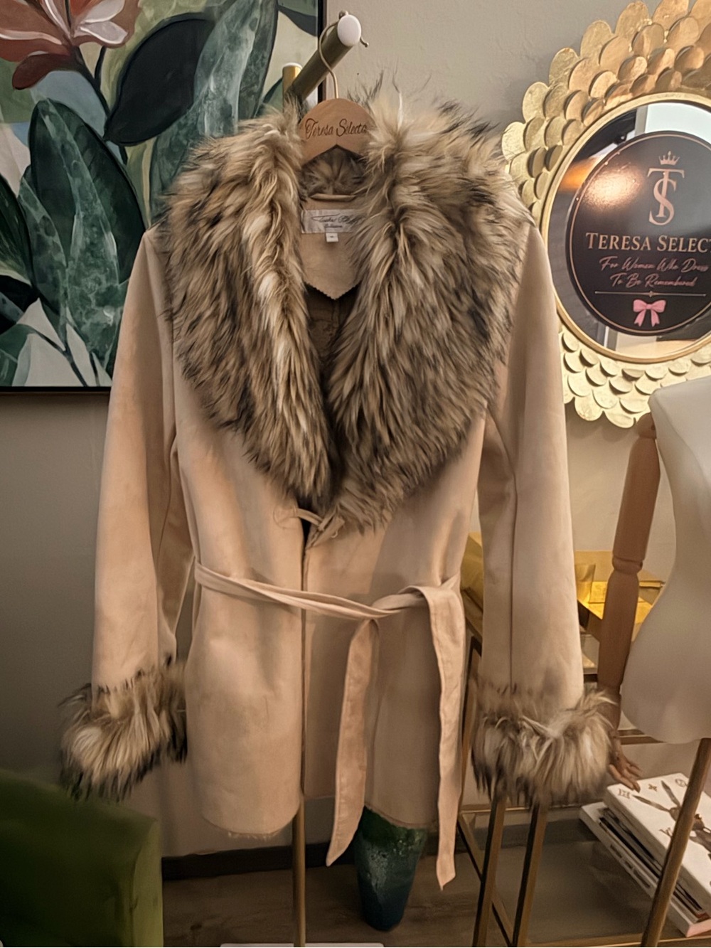 Tasha Polizzi Cream Coat with Faux Fur Trim - Picture 3 of 17